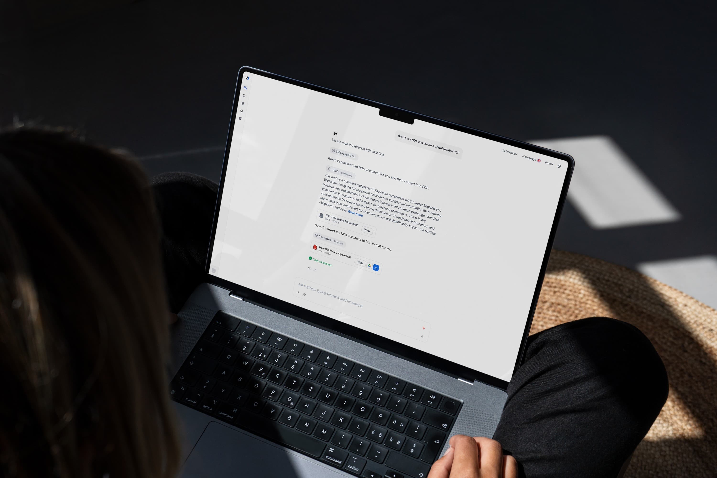 Wordsmith platform shown on a laptop