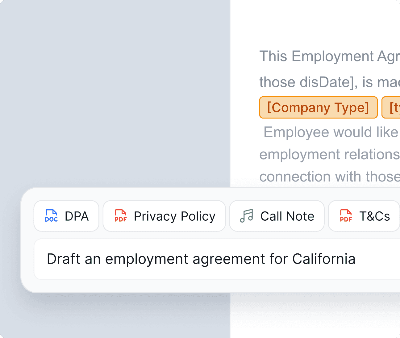 Wordsmith drafting an employment agreement for California