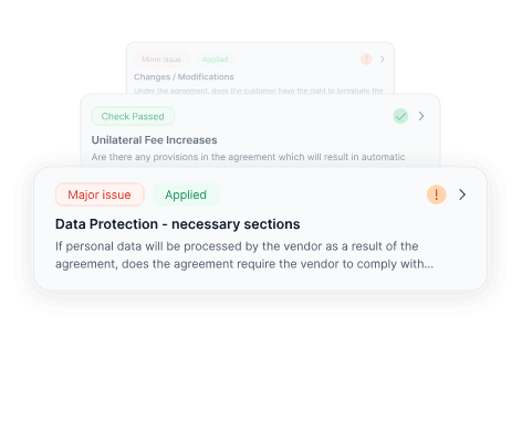 Wordsmith risk analysis showing prioritised issues across agreements