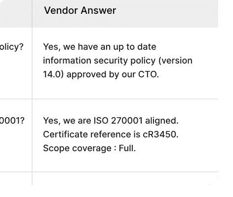 Wordsmith filling vendor answers directly into an Excel security questionnaire
