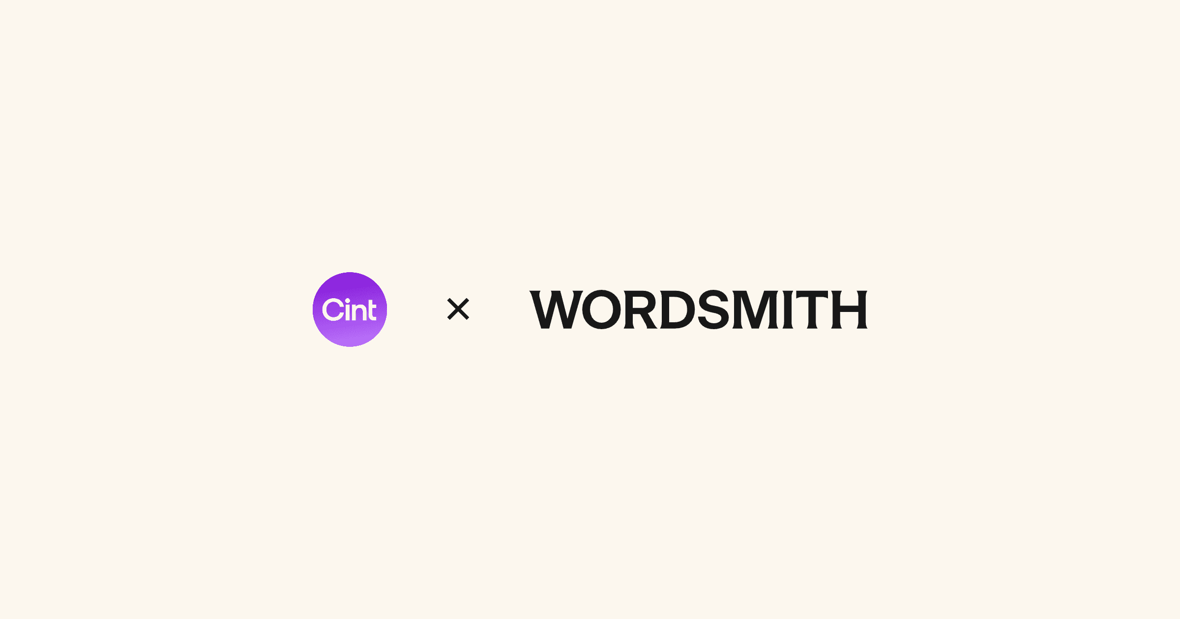Cint and Wordsmith logos on a warm cream background